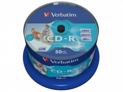 VERBATIM CD-R diskas 80min/700MB 50vnt. INKJET PRINTABLE